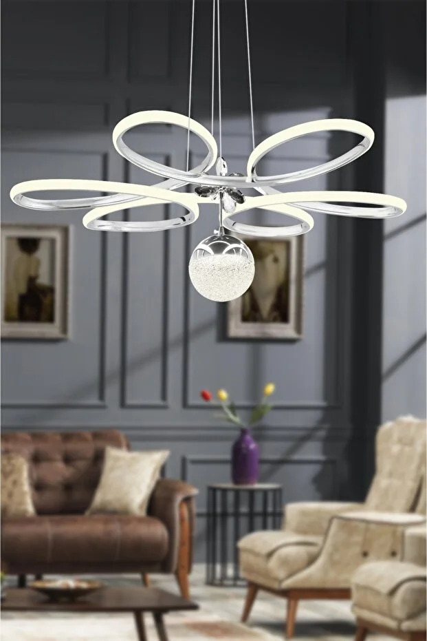 Papatya Kumandalı Gold 3 Renk Ledli Kumandalı Modern Led Avize